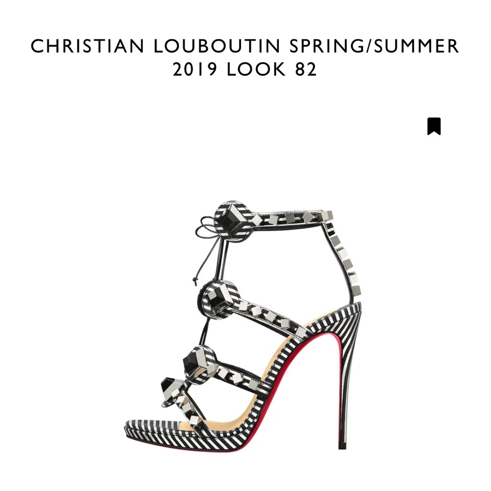 Christian Louboutin Black and Silver Strappy Heels